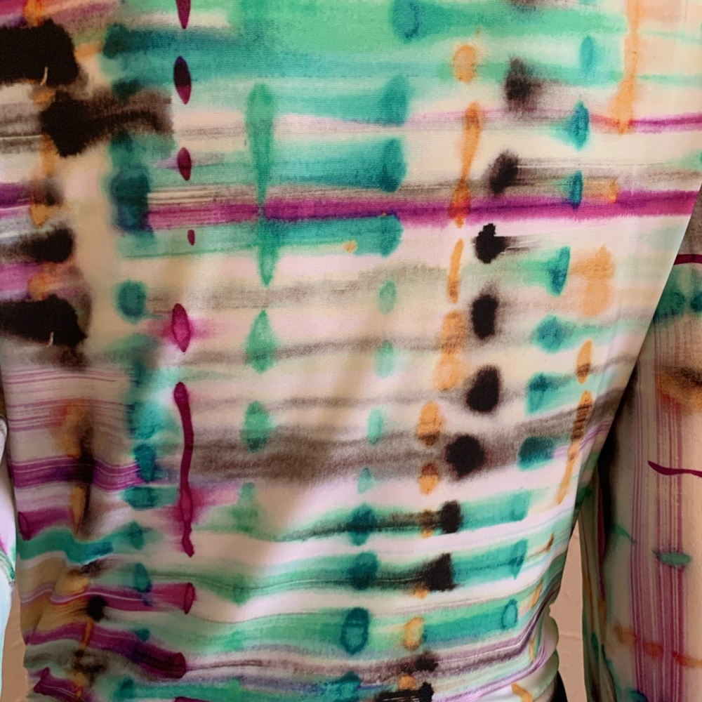 Kay Unger Bodycon Knit Watercolor Art Print Dress size 12